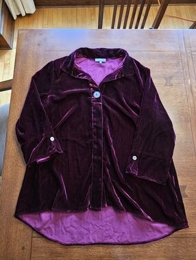 Habitat Maroon Velvet Blouse 3/4 Sleeve Large